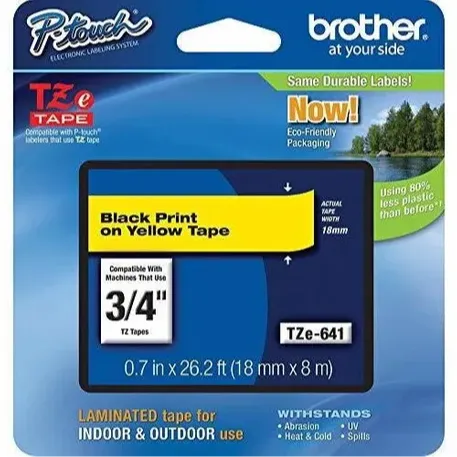 Cinta Brother Tze651 Negro Sobre Amarillo 24mm x 8m