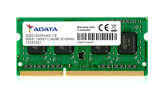 MEMORIA RAM ADATA ADDS1600W8G11-S / 8 GB / DDR3L / 1600MHz / 260-PIN / SO-DIMM