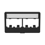 Placa de Mobiliario Modular Estándar, Salidas Para 4 Puertos Mini-Com, Con Espacio Para Etiquetas, Color Negro