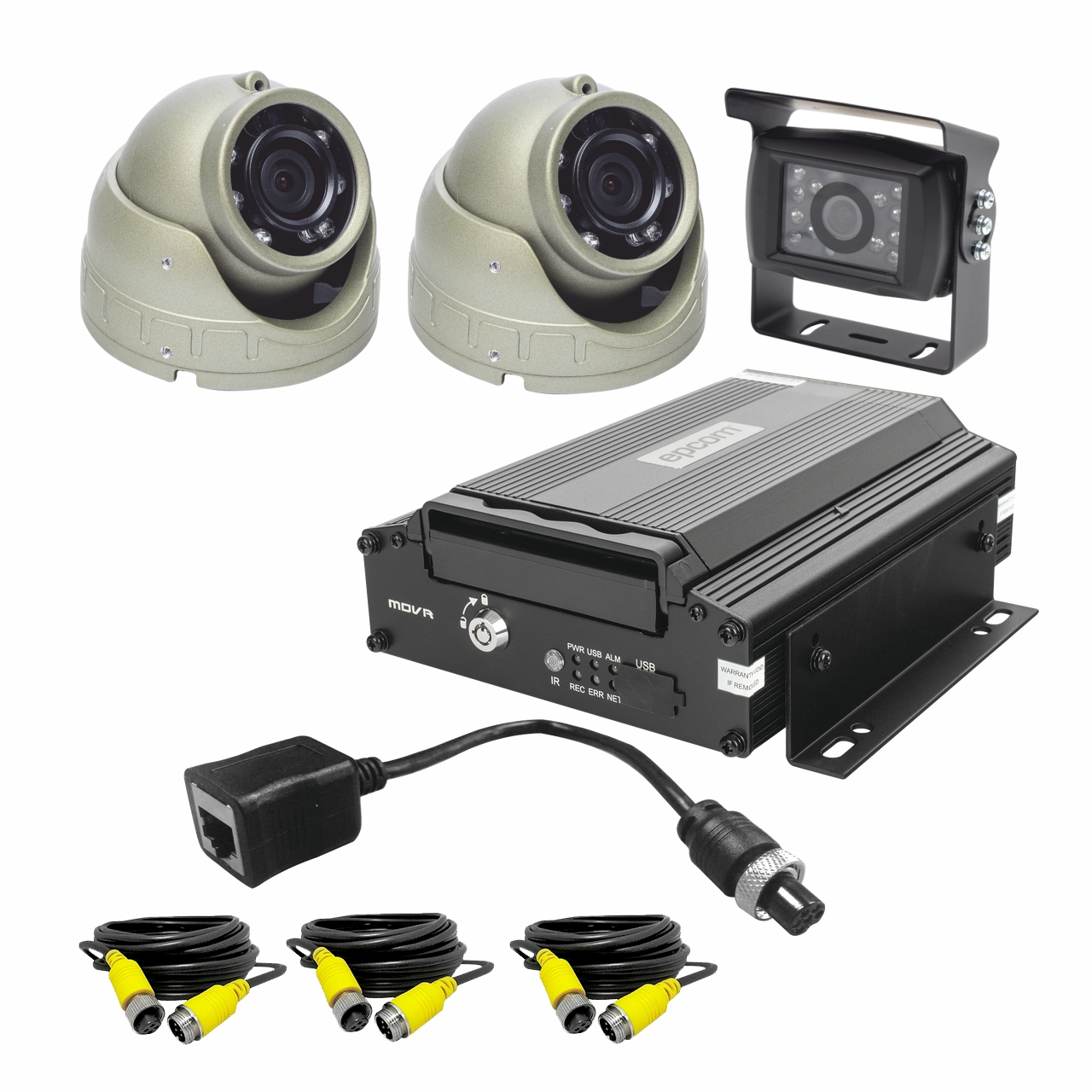 KIT DVR PARA VEHICULO /  INCLUYE /  CÁMARAS PARA INTERIOR /  CÁMARA PARA EXTERIOR, / 2MP AHD /  CABLES EXTENSORES / ADAPTADOR LAN.