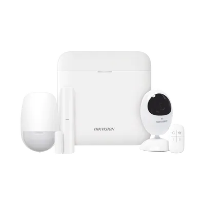 (AX PRO) KIT de Alarma AX PRO con GSM (3G/4G) / Incluye: 1 Hub con bateria de respaldo / 1 Sensor PIR / 1 Contacto Magnético / 1 Control Remoto / 1 Cámara IP / Wi-Fi / Compatible con Hik-Connect P2P / DS-2CV2U21FD-IW 