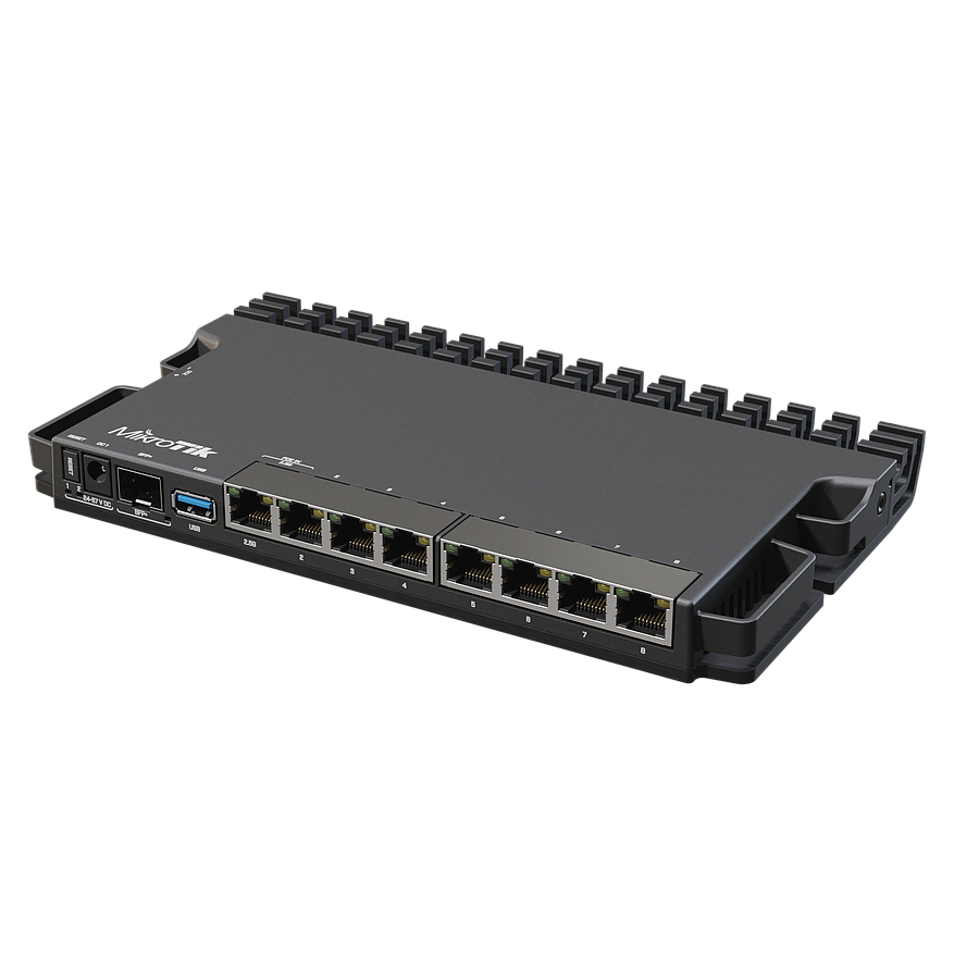(RB5009UG+S+IN) RouterBoard, CPU 4 Núcleos, 8 Puertos Gigabit, 1 SFP+, Solo RouterOS v7