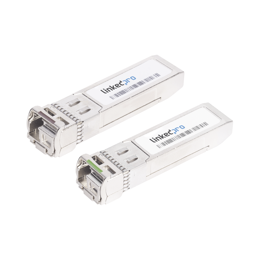 Transceptores Ópticos Bidireccionales SFP (Mini-Gbic) / Monomodo 1310 & 1550 nm / 1.25 Gbps / 1000BASE-BX / Conector LC/UPC Simplex / DDM / Hasta 10 km / 2 Piezas 