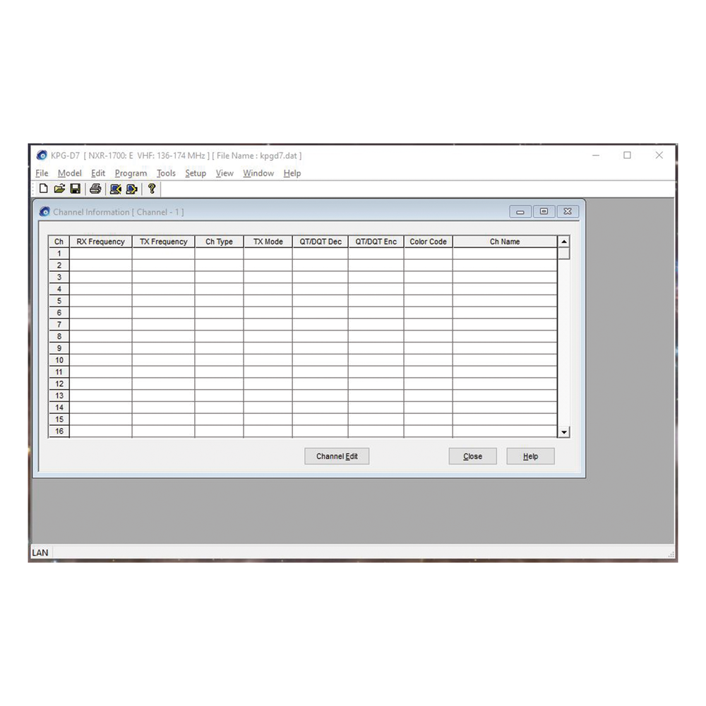Software de programación para repetidores NXR-1700/1800