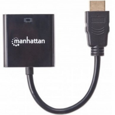 Convertidor HDMI a VGA MANHATTAN, HDMI, VGA, Micro-USB, Macho/hembra, Negro / 151467