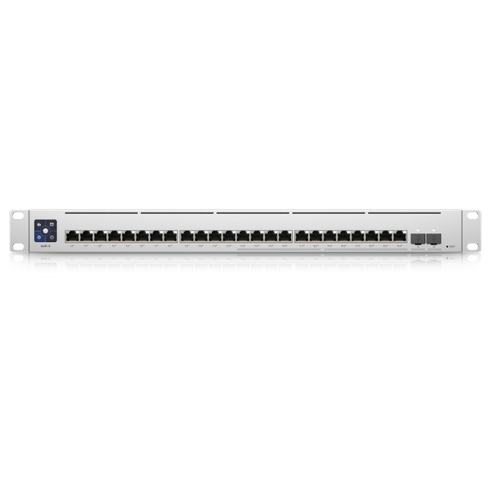 UniFi Switch Empresarial Capa 3 de 24 puertos PoE 802.3af/at (12 puertos 2.5G y 12 puertos 1G) + 2 puertos 1/10G SFP+, 400W, pantalla informativa