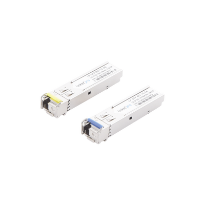 Transceptores Ópticos Bidireccionales SFP (Mini-Gbic) / Monomodo 1310 & 1550 nm / 1.25 Gbps / 1000BASE-BX / Conector LC/UPC Simplex / DDM / Hasta 5 km / 2 Piezas 