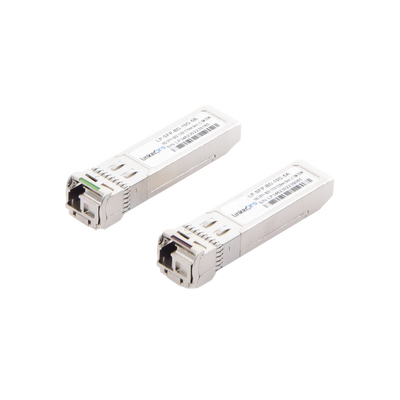 Transceptores Ópticos Bidireccionales SFP+ (Mini-Gbic) / Monomodo 1270 & 1330 nm / 10 Gbps / 10GBASE-BX / Conector LC/UPC Simplex / DDM / Hasta 5 km / 2 Piezas 