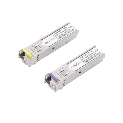 Transceptores Ópticos Bidireccionales SFP (Mini-Gbic) / Monomodo 1490 & 1550 nm / 1.25 Gbps / 1000BASE-BX / Conector LC/UPC Simplex / DDM / Hasta 60 km / 2 Piezas 