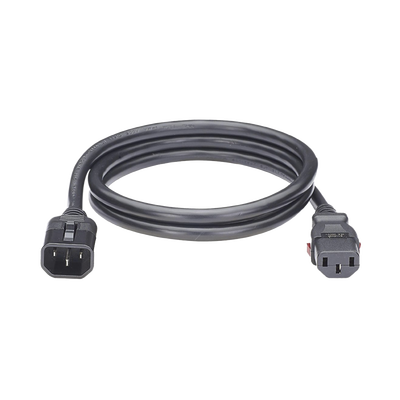 Cable de Alimentación Eléctrica Con Bloqueo de Seguridad, de IEC C14 a IEC C13, 1.2 Metros de Largo, Color Negro, Paquete de 10 Piezas