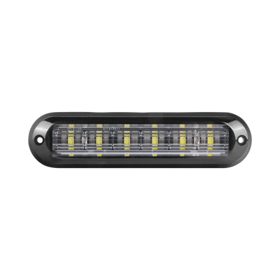 Luz Auxiliar Ultra Brillante  IP67 de 6 LEDs, Color Ambar/Claro, con mica transparente y bisel negro