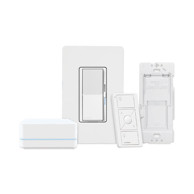 (Caseta Wireless) Kit Hub controlador, atenuador, control remoto PICO, base de pared y tapa.