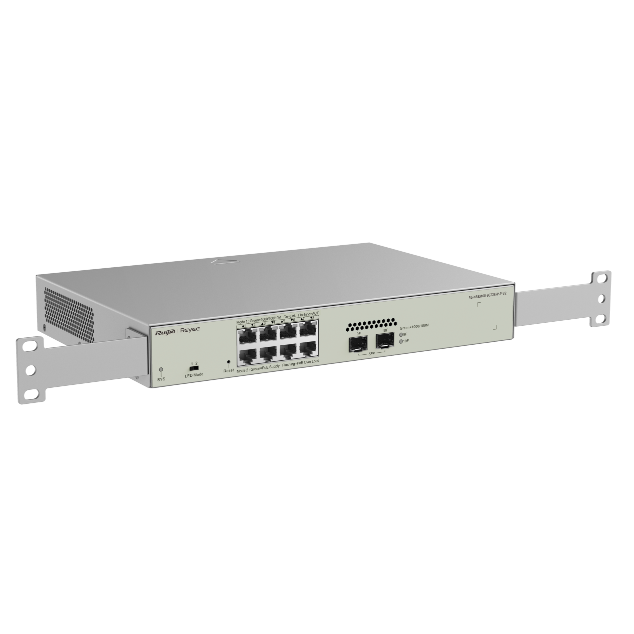 Switch Administrable PoE Capa 2 con 8 puertos Gigabit PoE 802.3af/at + 2 SFP para fibra 1Gb, gestión gratuita desde la nube, 125w