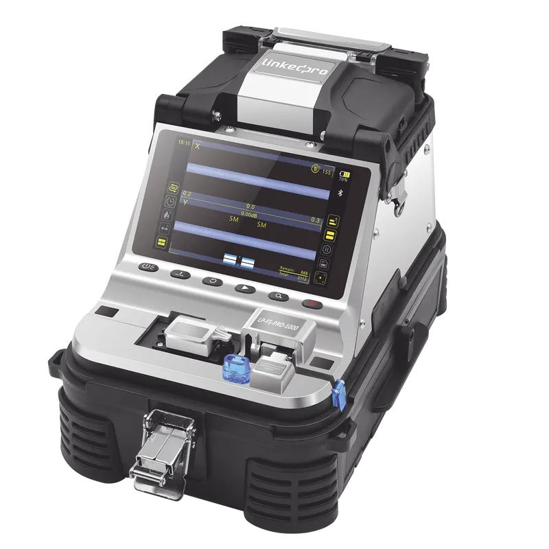 Fusionadora de Fibra Óptica MultiModo y MonoModo / 6 motores / Alineación por Núcleo / OPM + VFL / Cleaver Eléctrico de Gran Precisión