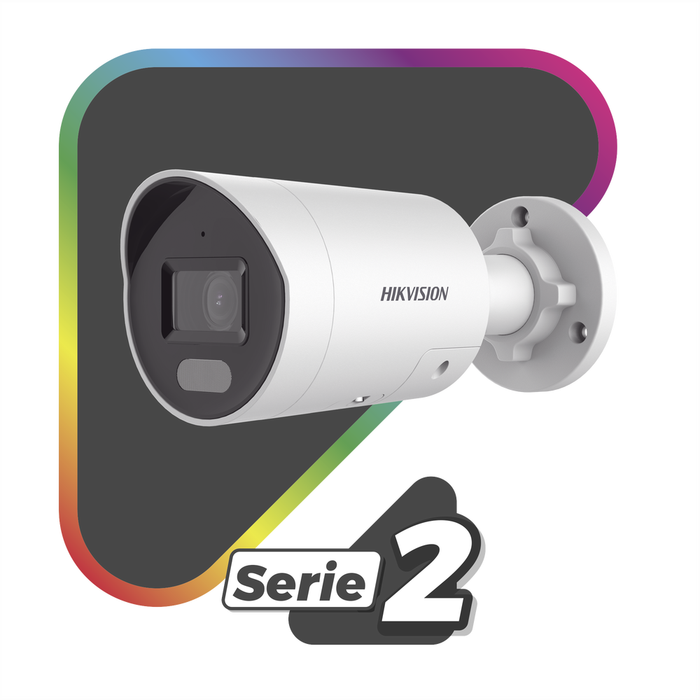 [Dual Light + ColorVu] Bala IP 4 Megapixel / Lente 2.8 mm / 40 mts IR + 40 mts Luz Blanca / Microfono Integrado / Exterior IP67 / WDR 130 dB / Videoanaliticos (Filtro de Falsas Alarmas) / Captura Facial / PoE / ACUSEARCH