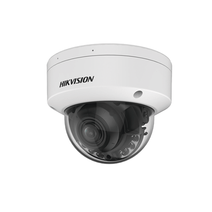 Domo IP 4 Megapixel / Lente Mot. 2.7 - 13.5 mm / Dual Light (40 mts IR + 40 mts Luz Blanca ) / SSD Integrado 1 TB / 2 Micrófonos Integrados / Alarmas I/O / IP67 / IK10 / WDR 130 dB / PoE + / AcuSense / DarkFighter S / Micro SD