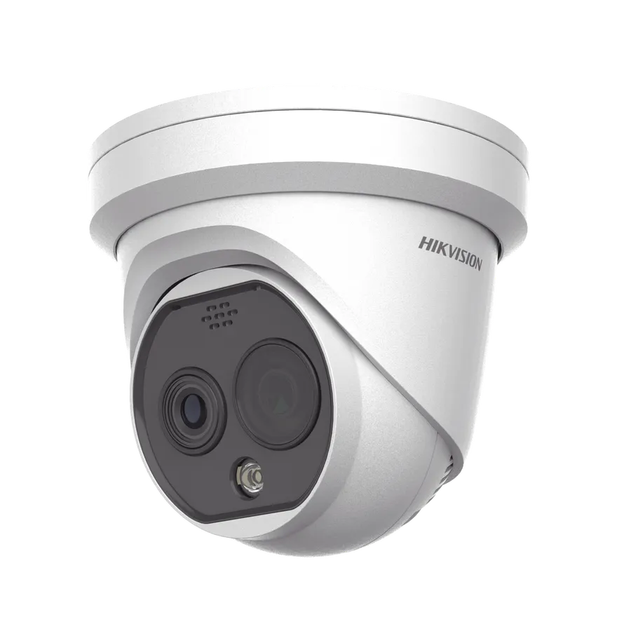 Turret IP Dual / Térmica 2.1 mm (256 x 192) / Óptico 2.2 mm (4 Megapixel) / Termométrica / Detección de Temperatura / PoE /Exterior IP66 / Sirena y Luz Intermitente Integrada / MicroSD