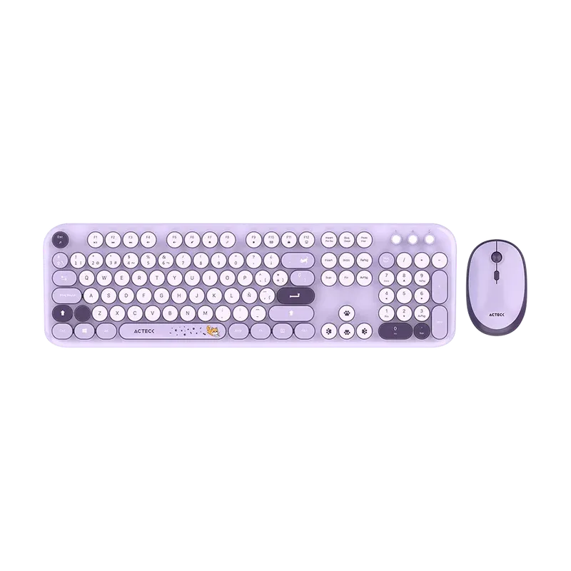 KIT ACTECK COMBO CREATOR CHIC K-COLORS MK485 / TECLADO + MOUSE / INALAMBRICO / VIOLETA / AC-940214