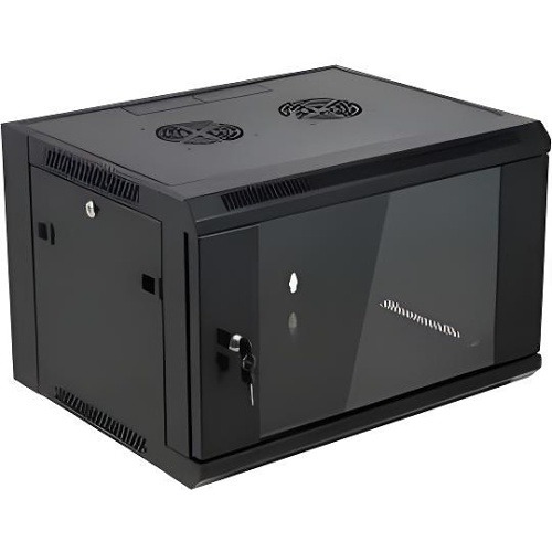 Gabinete para Montaje en Pared - Piso / Puerta de Cristal Templado / Cuerpo Fijo / 6 Unidades de Rack / 19" / Fabricado en Acero