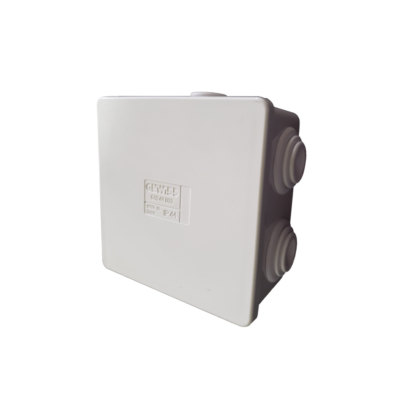 Caja Estanca de PVC Para Derivación y Conexión, 6 Entradas, Tapa a Presión, 80×80×40 mm (Mayor Área Interna, Uso Exterior IP44, Material que no Propaga el Fuego y Libre de Hálogenos