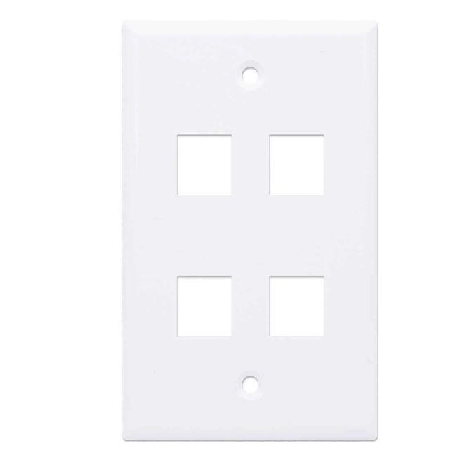 Tapa para caja Montaje al ras, 4 salidas, blanco