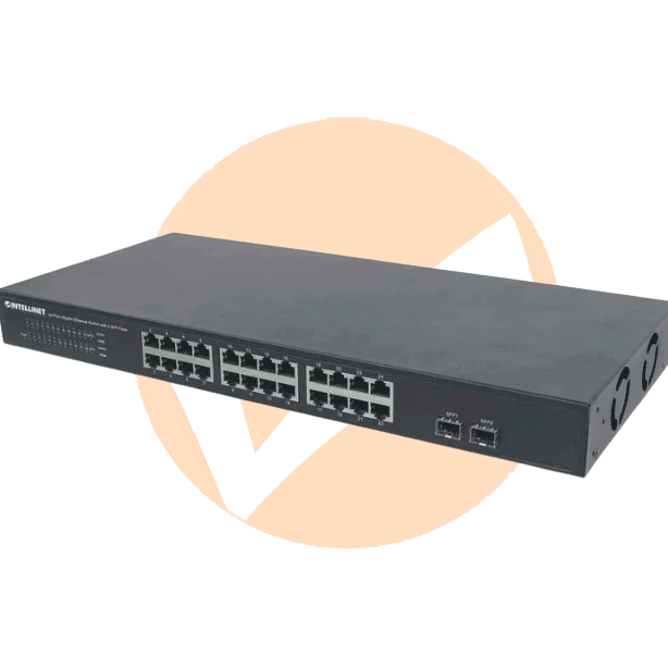 Switch de 24 Puertos Gigabit Ethernet con 2 puertos SFP / 10/100/1000 Mbps RJ45 + 2 puertos SFP, IEEE 802.3az (Energy Efficient Ethernet)