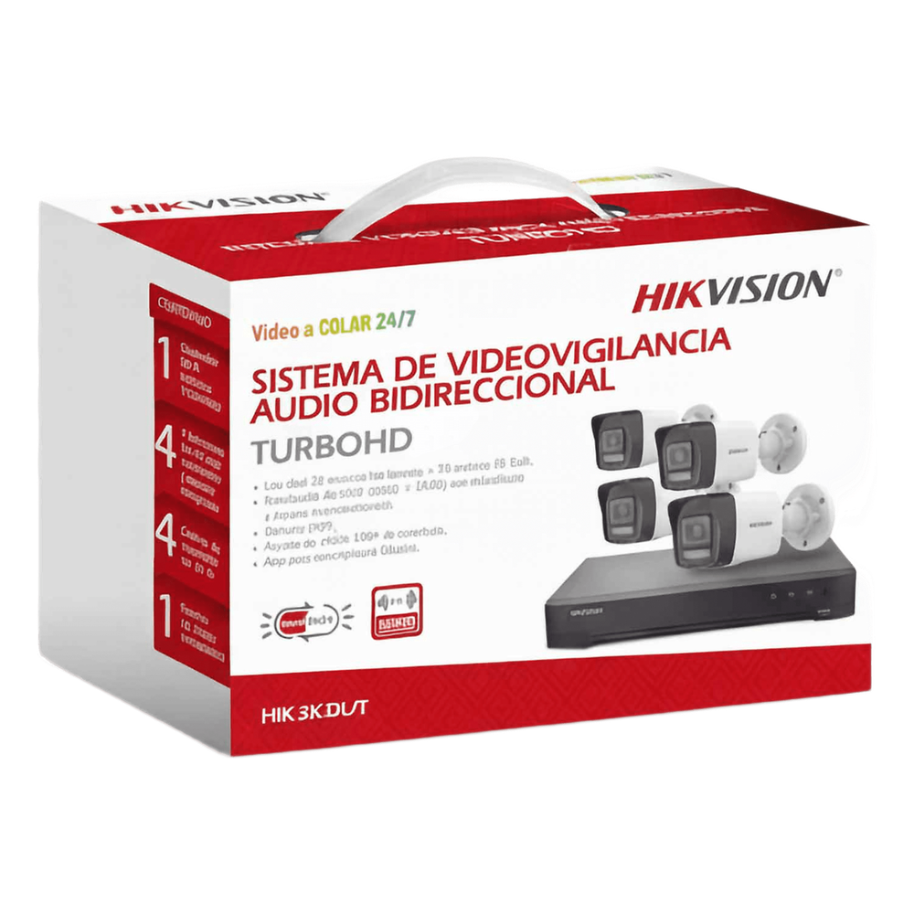 Kit TurboHD / 3K 5 Megapixel / DVR 4 Canales + 2 IP / 4 Cámaras Bala Dual Light / IR 30 m (98.4 ft) / Audio Bidireccional / AcuSense